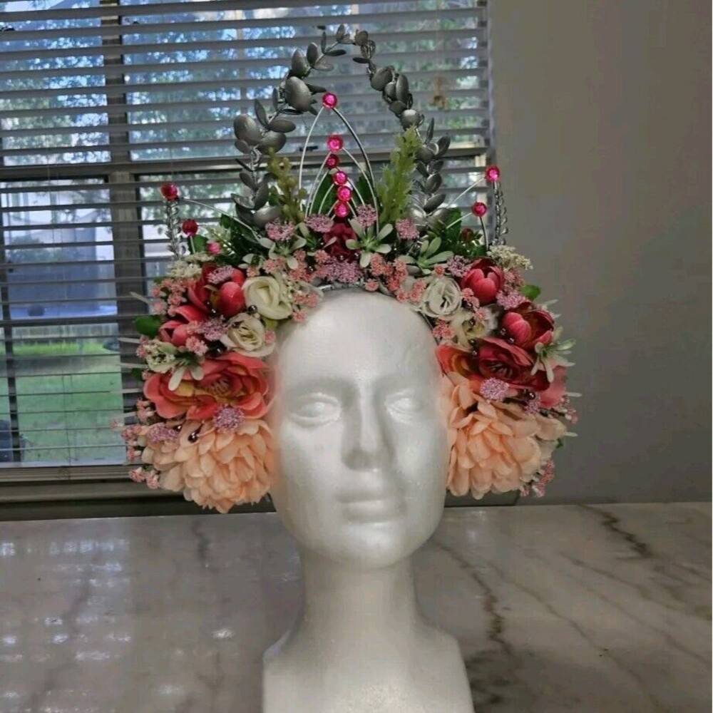 Halo Floral Hair Accessory with Pink and Silver Accents